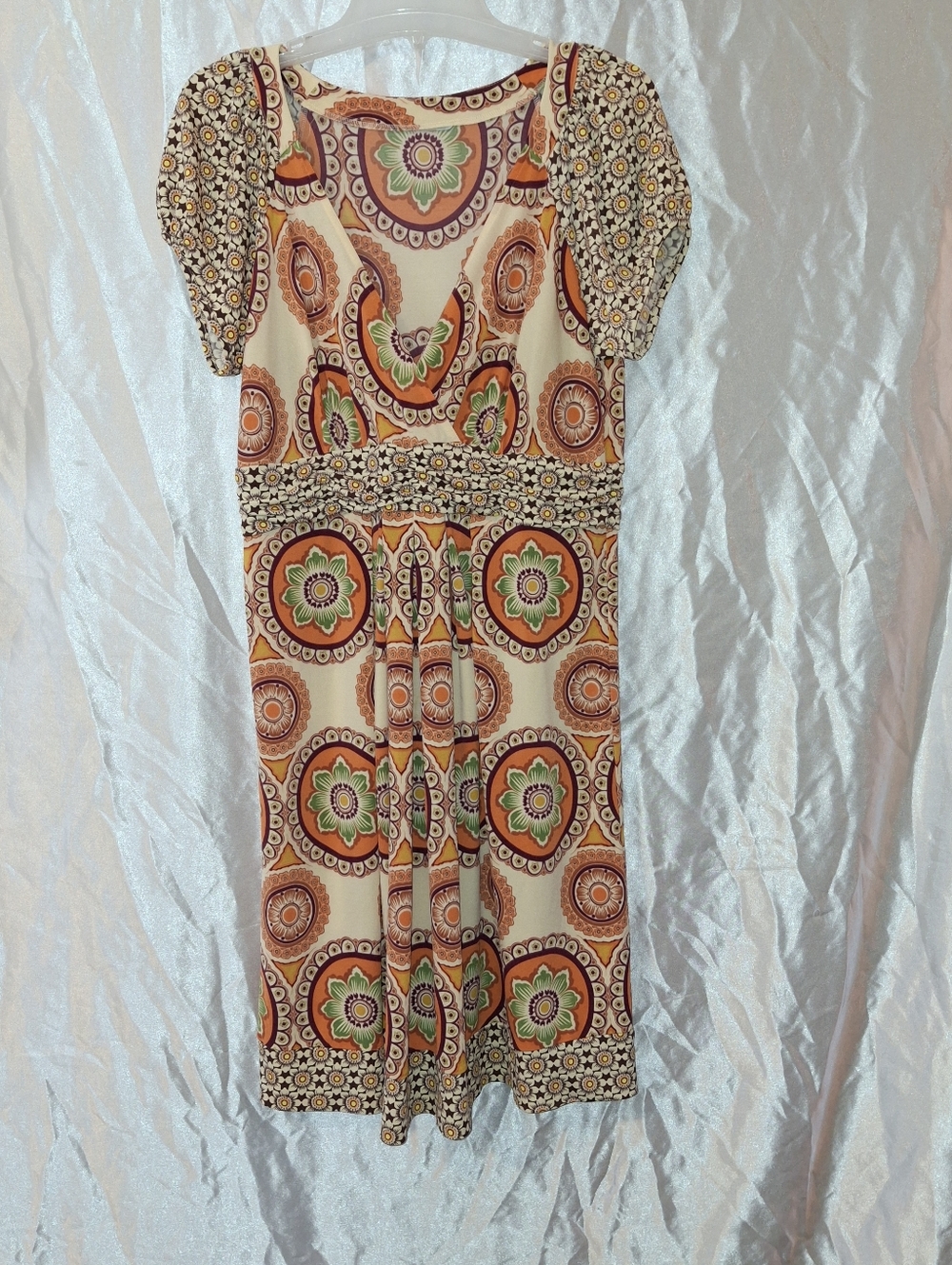 Orange And Brown, Knee-length Dress